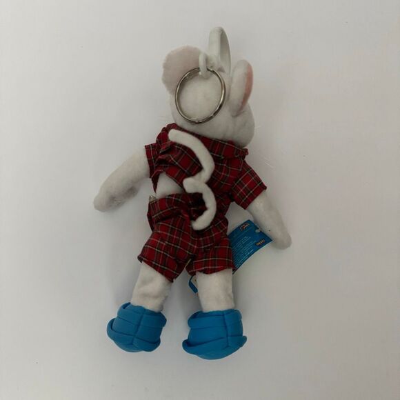 Vintage New 1999 Stuart Little Mouse Red Plaid Outfit Plush Keychain 90s Retro - Picture 2 of 3